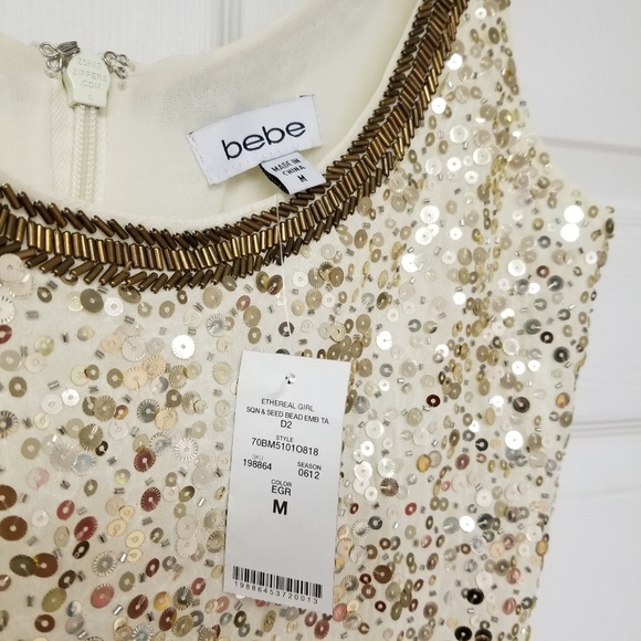 Bebe New Years Eve Ethereal Girl Sequined Mini Dress - Picture 2 of 4